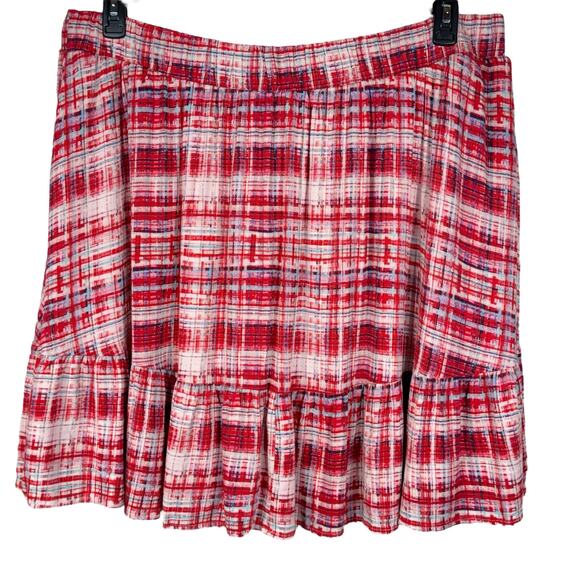 Torrid 3X-Large Tiered Circle Skirt Plaid Pull-On Stretch Lined Pockets Multi - Picture 4 of 7